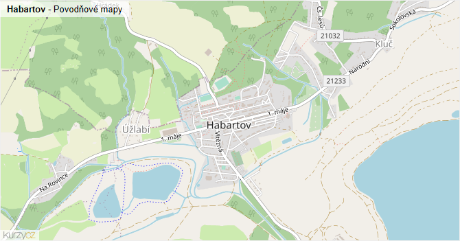 Habartov - záplavové mapy stoleté vody