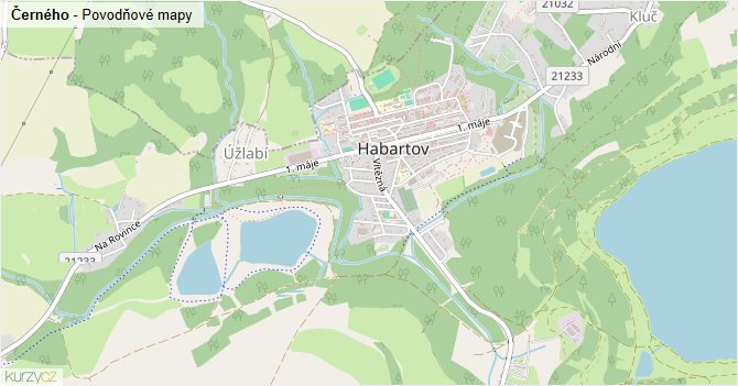 Černého - záplavové mapy stoleté vody