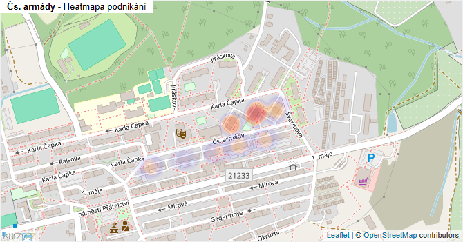 Čs. armády - mapa podnikání
