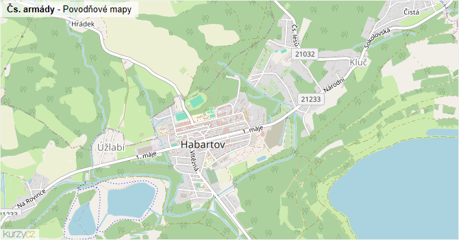 Čs. armády - záplavové mapy stoleté vody