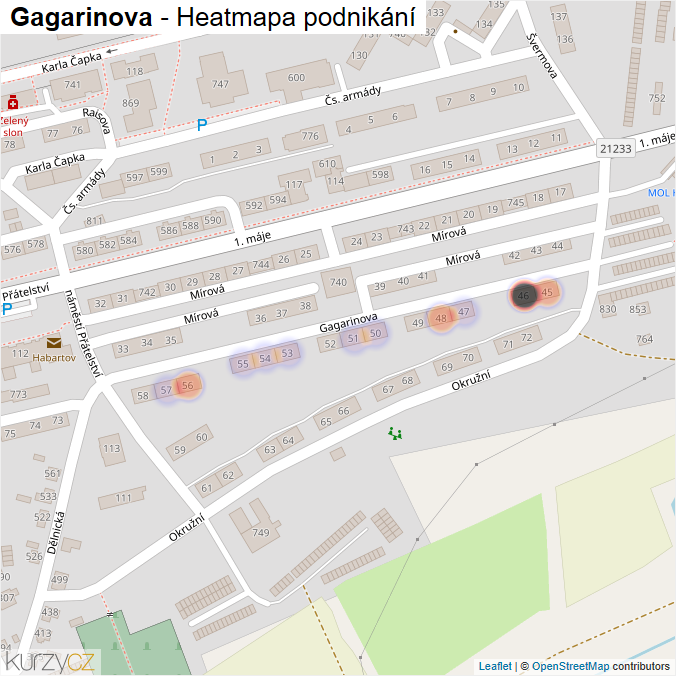Mapa Gagarinova - Firmy v ulici.
