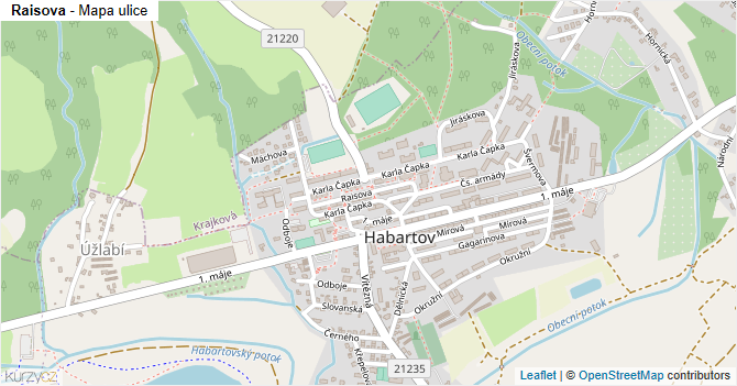 Raisova - mapa ulice