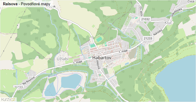 Raisova - záplavové mapy stoleté vody