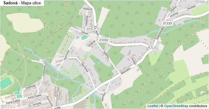 Sadová - mapa ulice