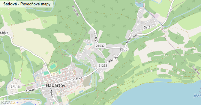 Sadová - záplavové mapy stoleté vody