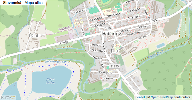 Slovanská - mapa ulice