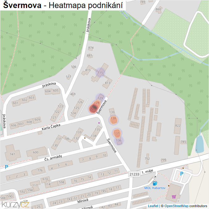 Mapa Švermova - Firmy v ulici.