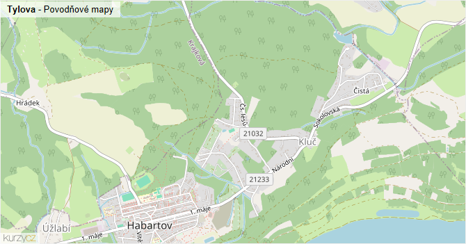 Tylova - záplavové mapy stoleté vody