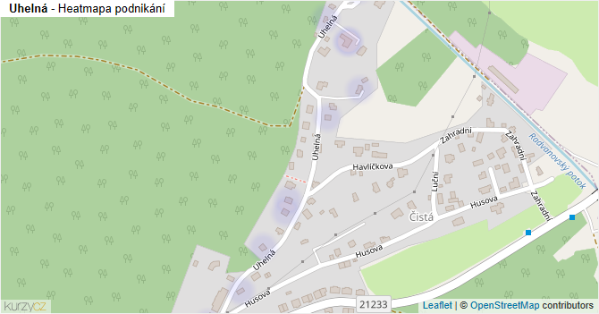 Uhelná - mapa podnikání