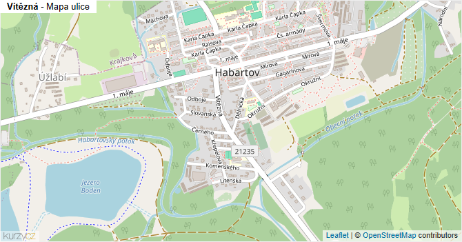 Vítězná - mapa ulice