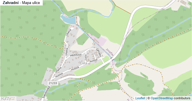 Zahradní - mapa ulice
