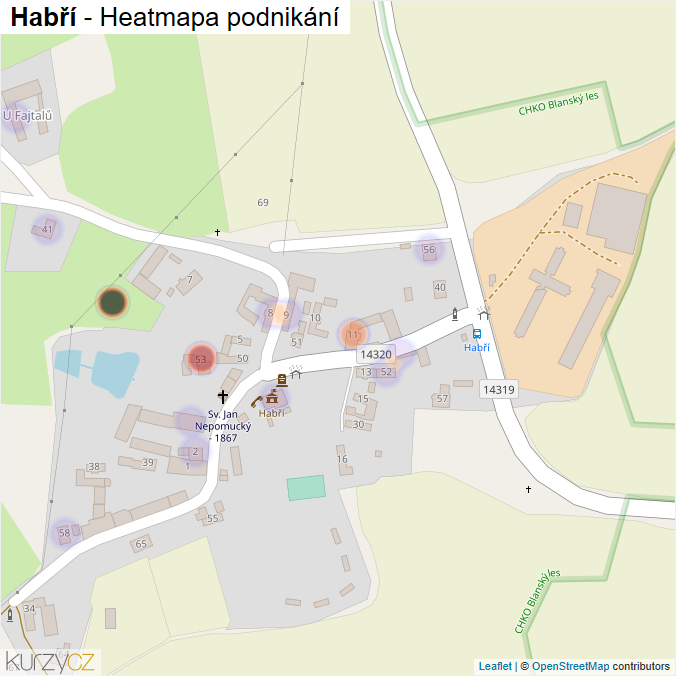 Mapa Habří - Firmy v části obce.