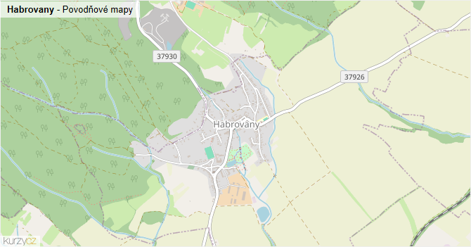 Habrovany - záplavové mapy stoleté vody