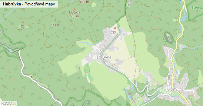 Habrůvka - záplavové mapy stoleté vody