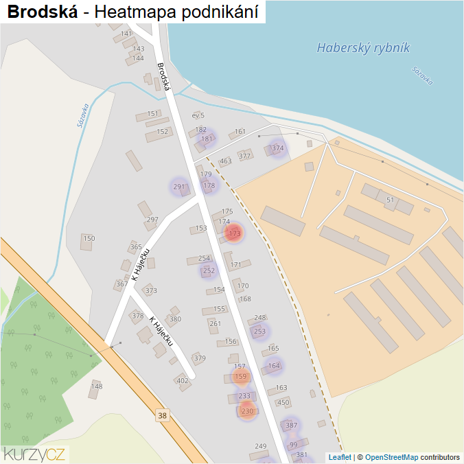 Mapa Brodská - Firmy v ulici.