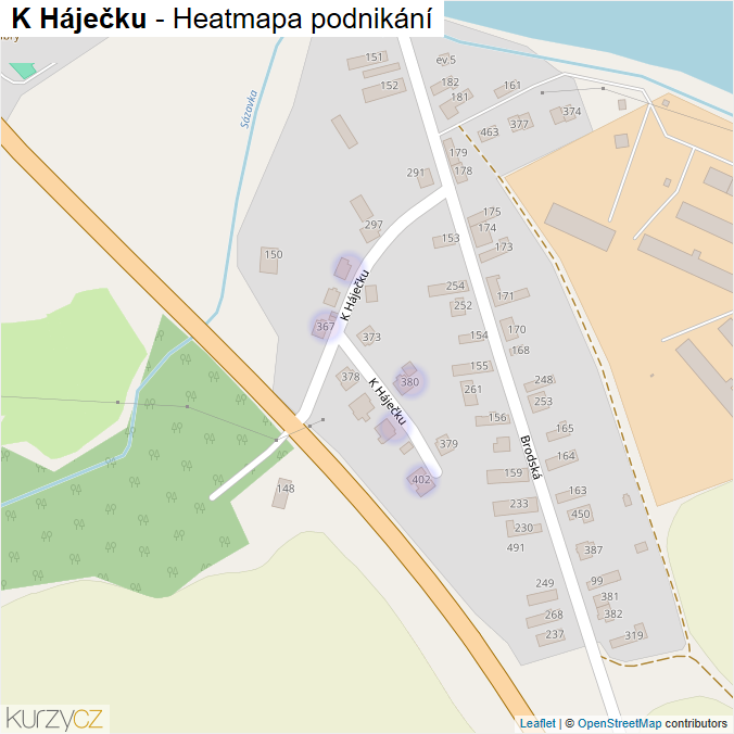 Mapa K Háječku - Firmy v ulici.