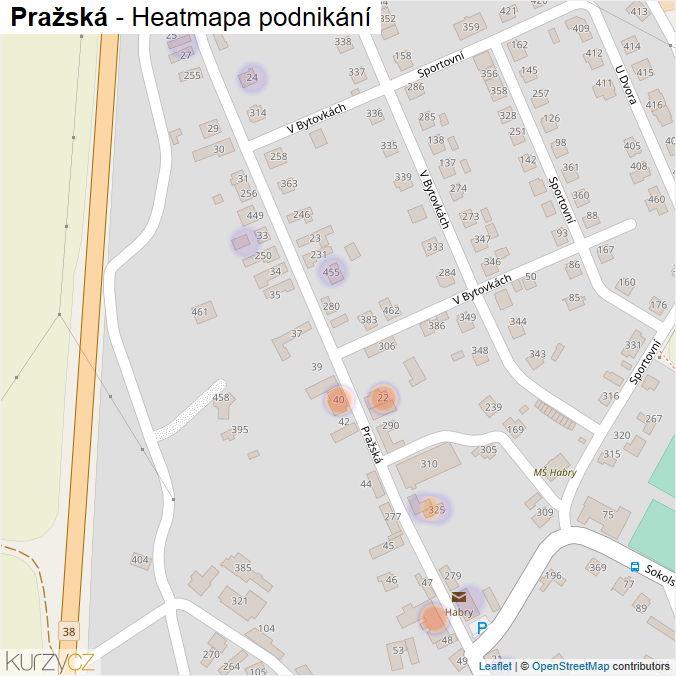 Mapa Pražská - Firmy v ulici.