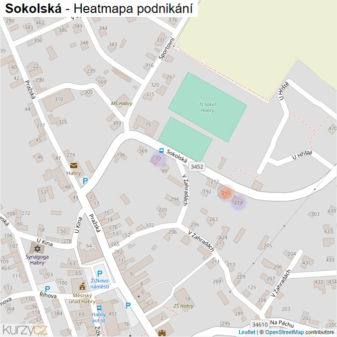 Mapa Sokolská - Firmy v ulici.