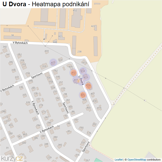 Mapa U Dvora - Firmy v ulici.