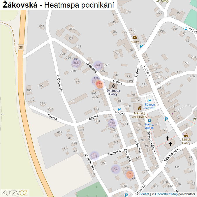 Mapa Žákovská - Firmy v ulici.