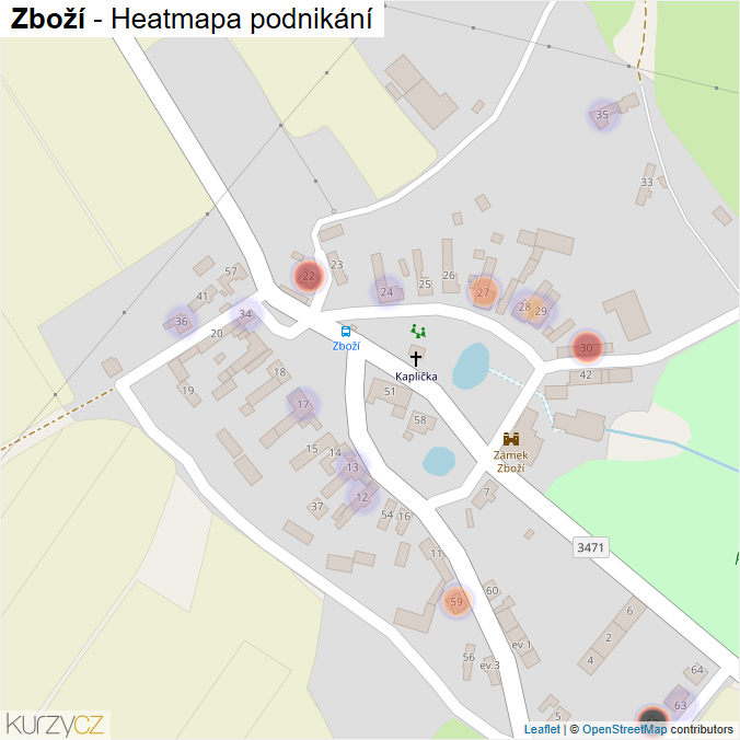 Mapa Zboží - Firmy v části obce.