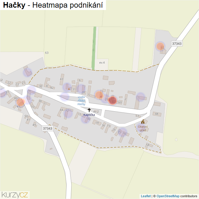 Mapa Hačky - Firmy v části obce.