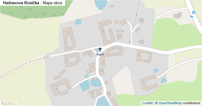 Hadravova Rosička - mapa obce
