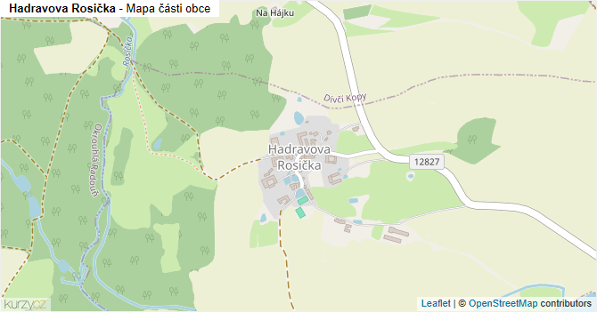 Hadravova Rosička - mapa části obce