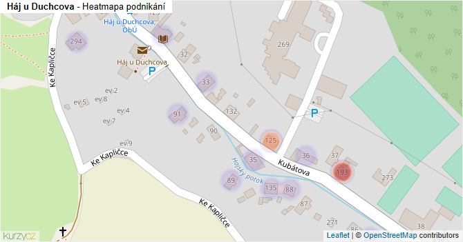 Háj u Duchcova - mapa podnikání