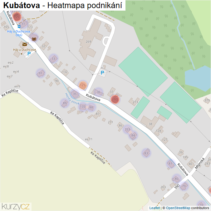 Mapa Kubátova - Firmy v ulici.