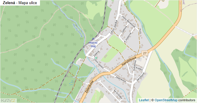 Zelená - mapa ulice