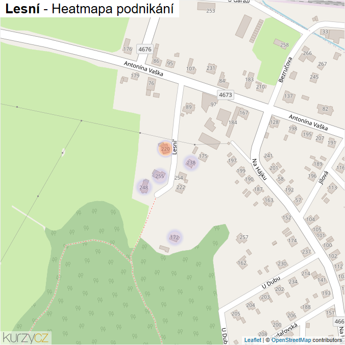 Mapa Lesní - Firmy v ulici.