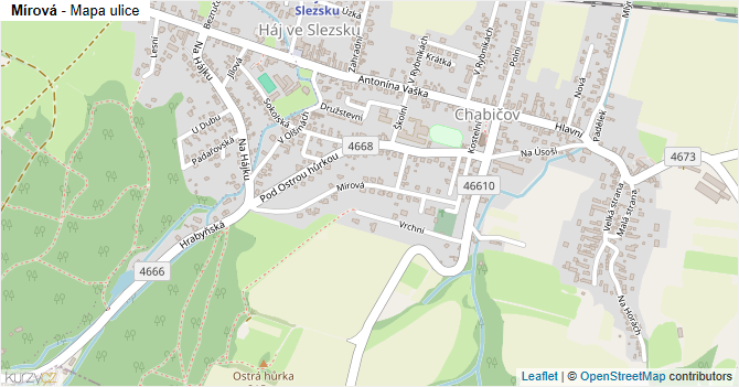Mírová - mapa ulice
