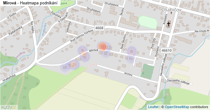 Mírová - mapa podnikání