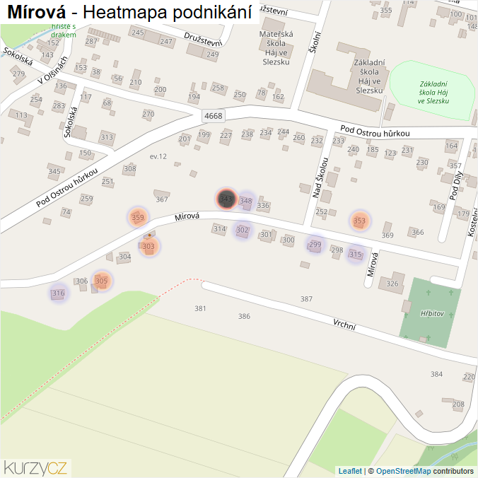 Mapa Mírová - Firmy v ulici.