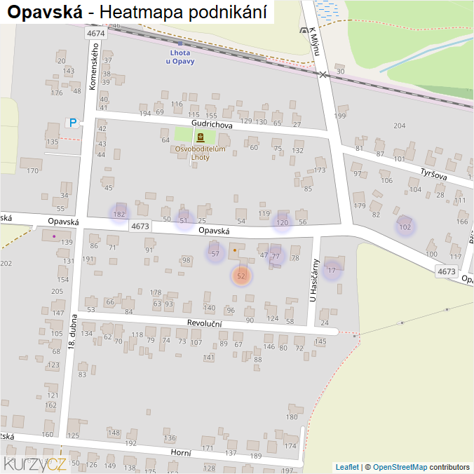 Mapa Opavská - Firmy v ulici.