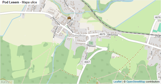 Pod Lesem - mapa ulice