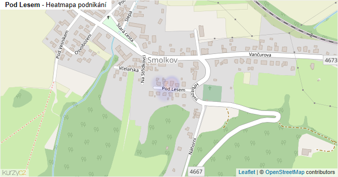 Pod Lesem - mapa podnikání