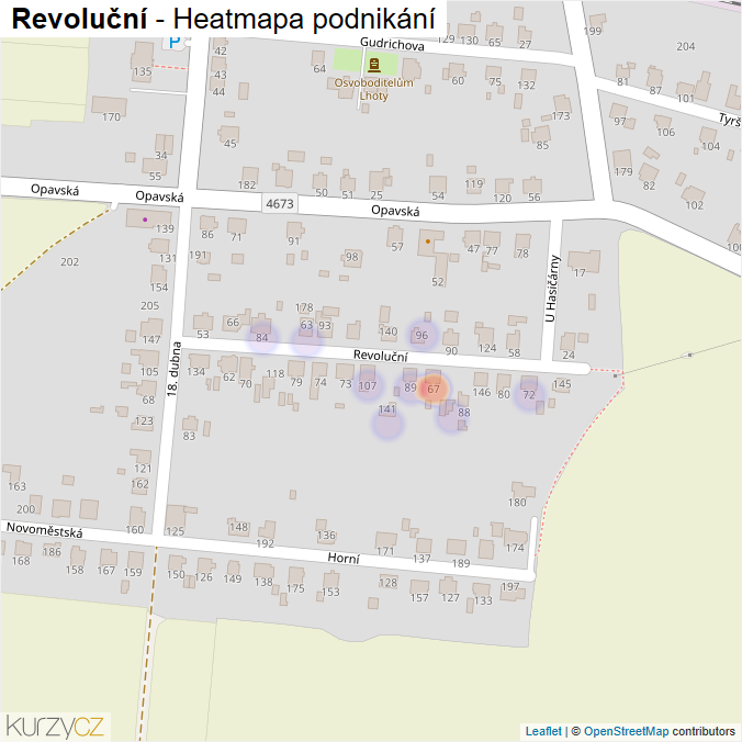 Mapa Revoluční - Firmy v ulici.