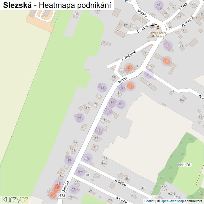 Mapa Slezská - Firmy v ulici.