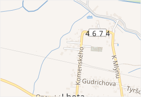 U Potoka v obci Háj ve Slezsku - mapa ulice