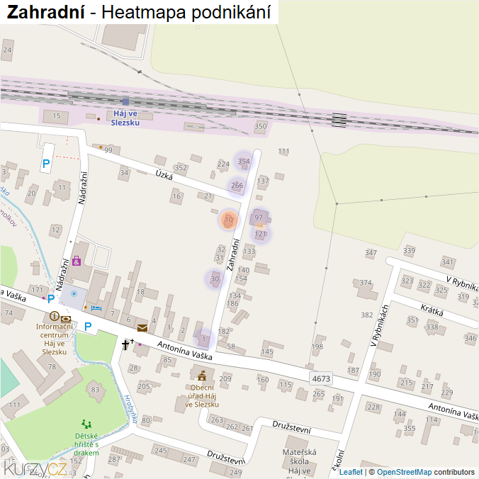 Mapa Zahradní - Firmy v ulici.