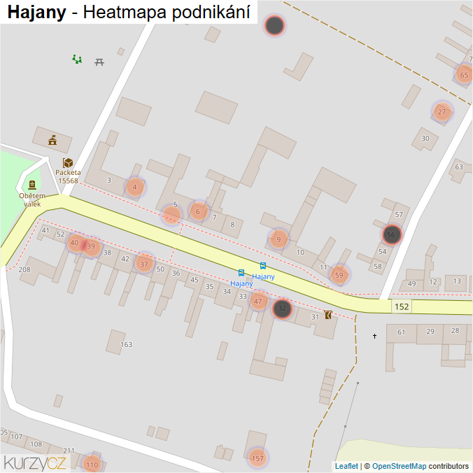 Mapa Hajany - Firmy v obci.
