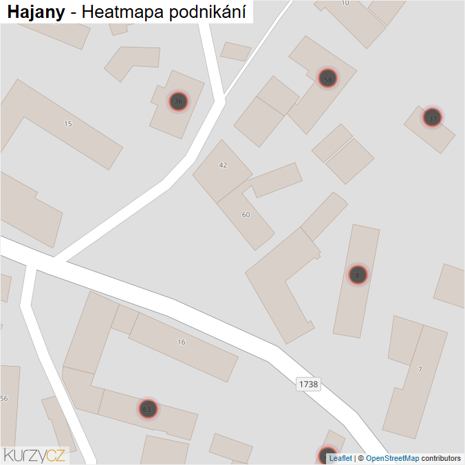 Mapa Hajany - Firmy v obci.