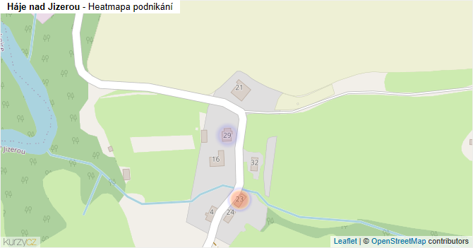 Háje nad Jizerou - mapa podnikání