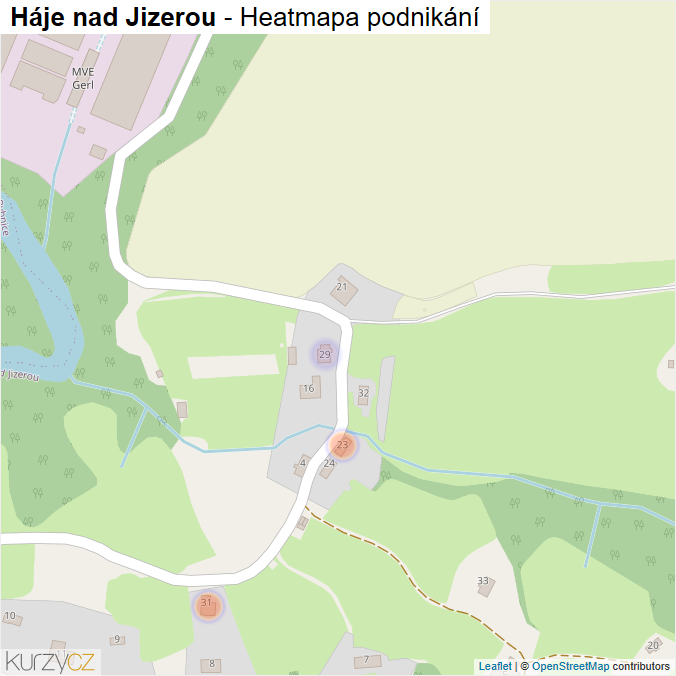 Mapa Háje nad Jizerou - Firmy v části obce.