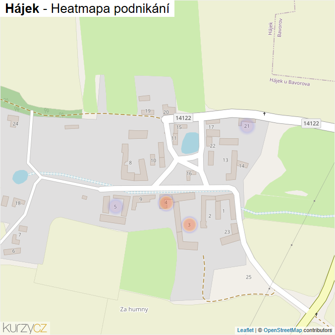 Mapa Hájek - Firmy v části obce.