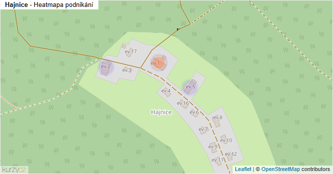 Hajnice - mapa podnikání