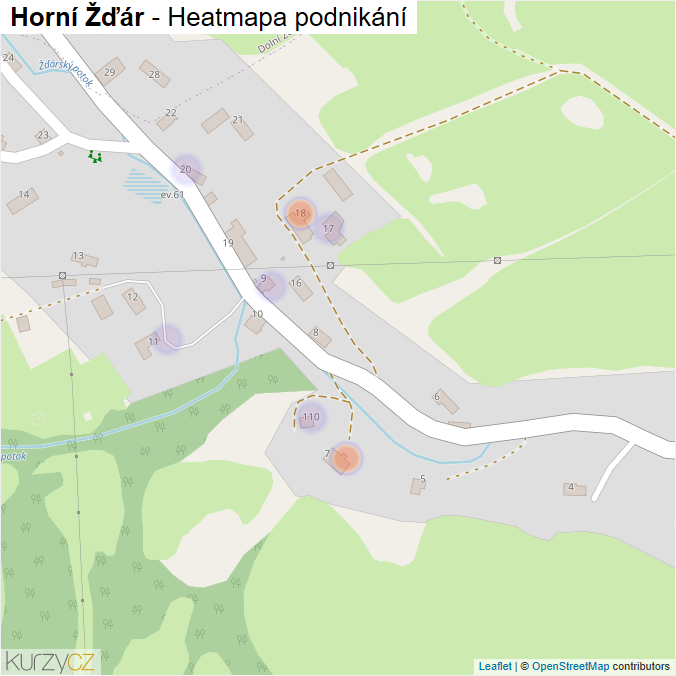 Mapa Horní Žďár - Firmy v části obce.