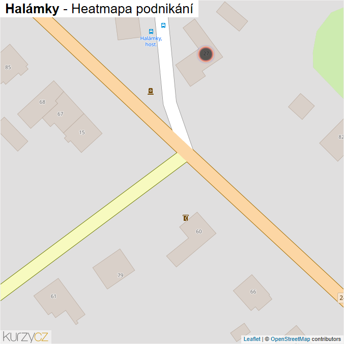 Mapa Halámky - Firmy v obci.